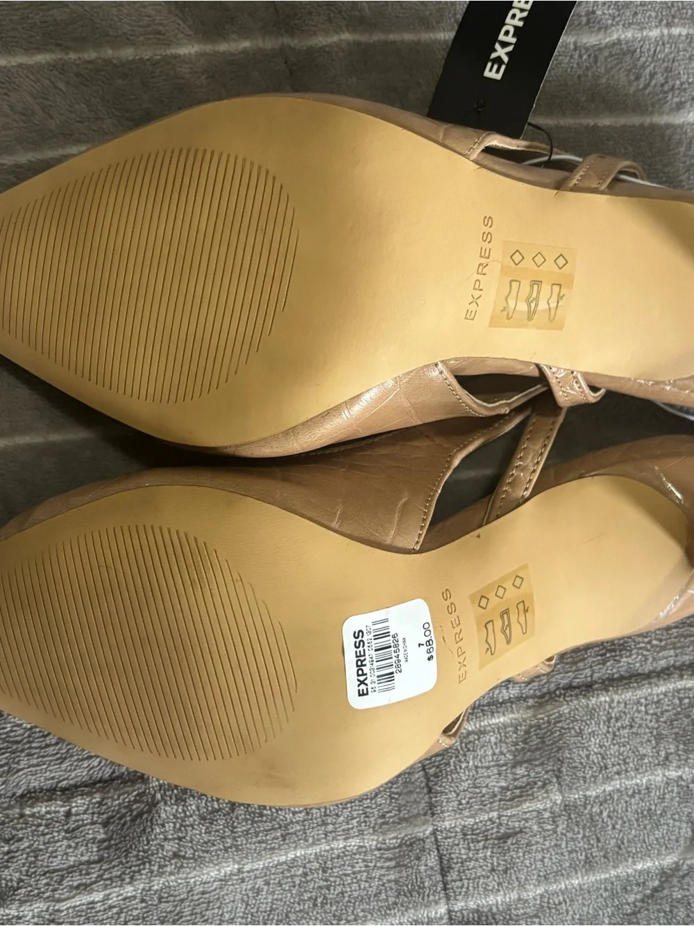 Express Nude Croc-Embossed Pointed Slingback Pumps